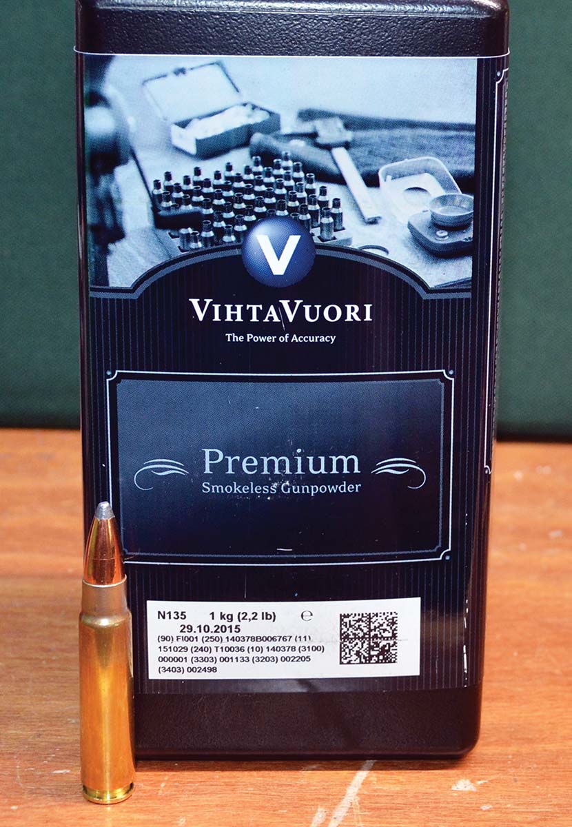 Vihtavuori N135 is Layne’s preferred propellant for loading all bullets weighing from 220 grains to 286 grains in the 9.3-284 and the 9.3x62mm Mauser.